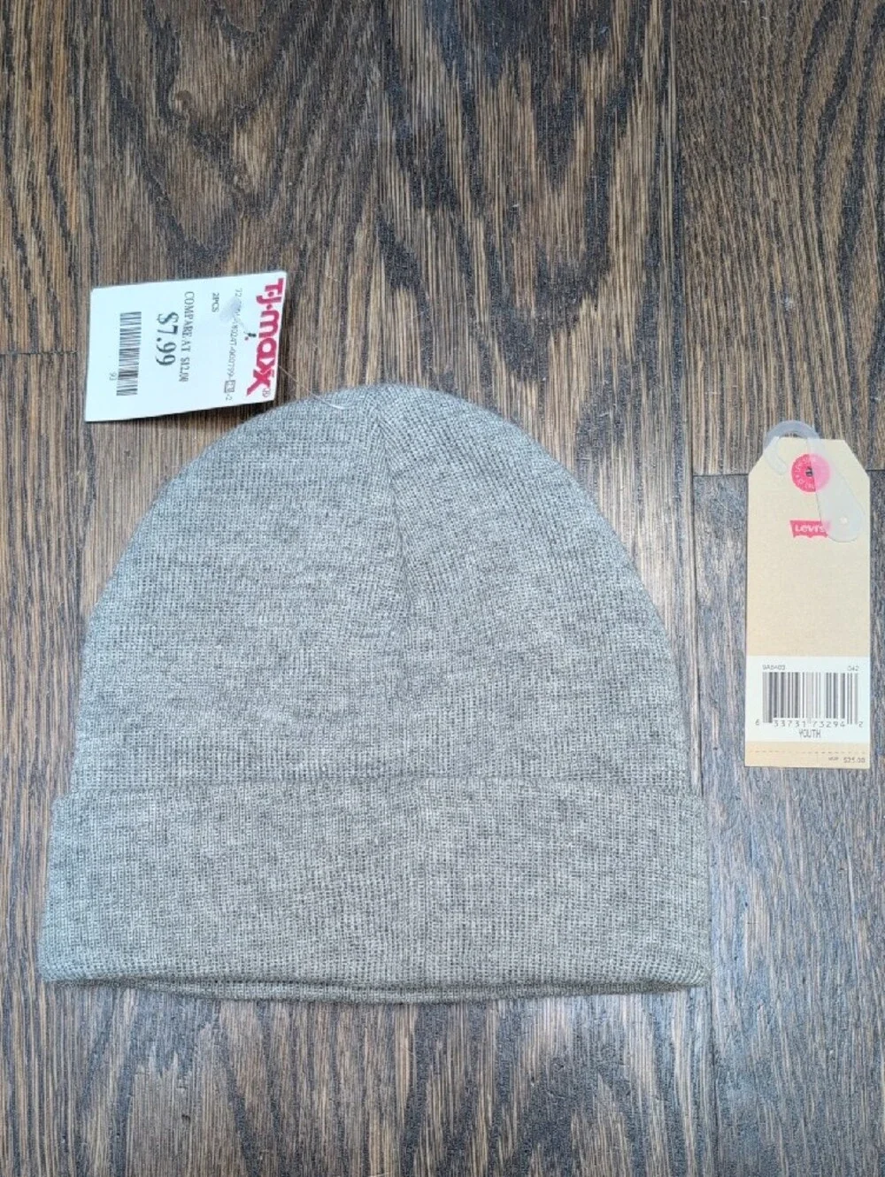 Levi's Gray Beanie with Red Logo Patch